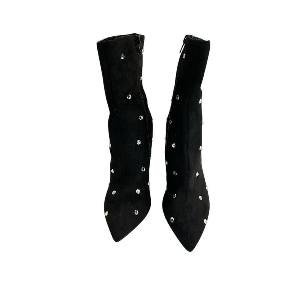 MIA Womens Crystal Holiday heel Black boots Myley 7.5‎ New